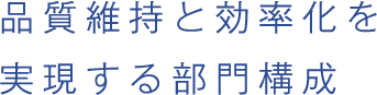 品質維持と効率化を実現する部門構成