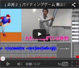 （応用２）バッティングゲーム動画 簡易計測型表面筋電計 MWATCH