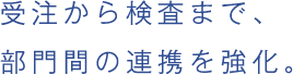 受注から検査まで、部門間の連携を強化。